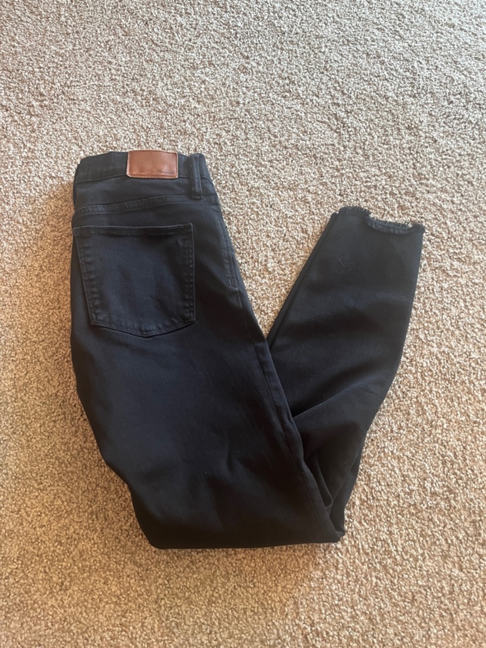 Madewell Women's Black Skinny Jeans with Leather Patch